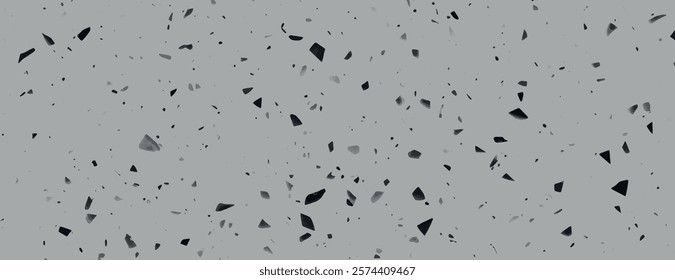 Gray terrazzo background, background with scattered black fragments, background with smooth texture. Gray and black colors. Minimal terrazzo pattern, speckled texture background vector