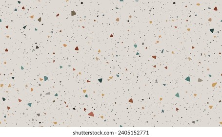 Gray terrazzo seamless pattern on gray background. Seamless mosaic modern pattern. Granite seamless terrazzo flooring grunge vintage background