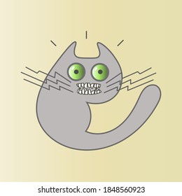 
Gray, terrible evil cat.
Cute cartoon vector illustration.
