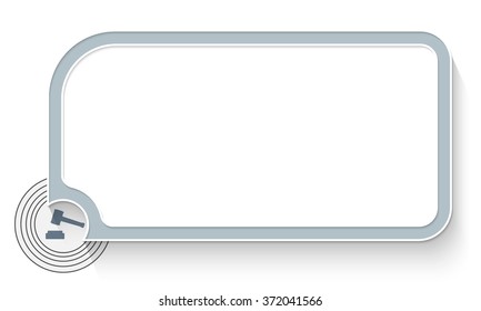 Gray text box for your text and justice symbol