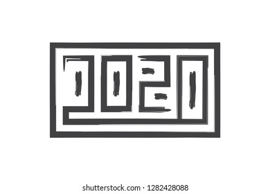 gray text logo 2020 happy new year abstract card line design template