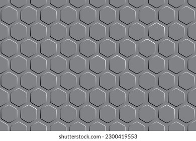 Gray texture geometric seamless pattern. Abstract paper Hexagon Gray on Gray background pattern with copy space. Premium Vector for banner, fabric, cover, background wallpaper, etc.