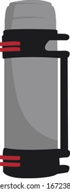 Gray thermos, illustration, vector on white background.