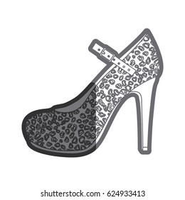 gray thick contour of high heel shoe with stain decoration vector illustration
