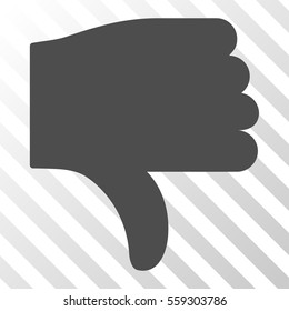 Gray Thumb Down interface toolbar pictogram. Vector pictogram style is a flat symbol on diagonally hatched transparent background.