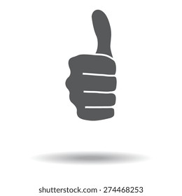 gray thumbs up icon with shadow