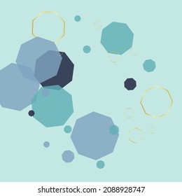 Gray Tile Background Blue Vector. Atom Fragment Wallpaper. Lattice Backdrop. Turquoise Geometric Concept. Line Template.