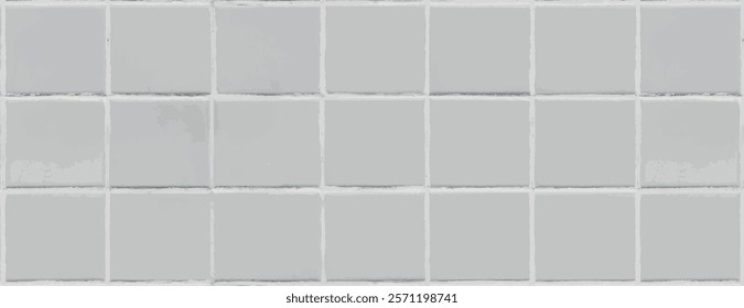 Gray tiled background, featuring a smooth texture. The background is composed of square tiles, creating a uniform gray pattern. Tile pattern background vector. Gray background.