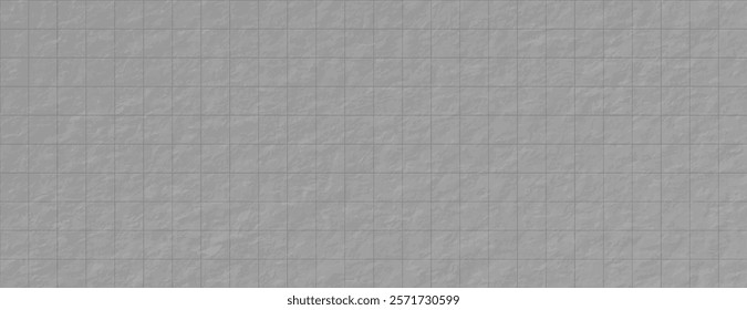 Gray tiled background with a textured, stone-like appearance. The background is gray with a grid pattern, creating a structured look. Grid pattern background vector. Gray background.