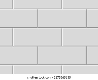 Gray tiles seamless horizontal pattern. Ceramic white bricks in metro, pool or outdoor. Wall or floor for subway, bathroom, kitchen interior. Grey stone materials for catalog flat vector illustration