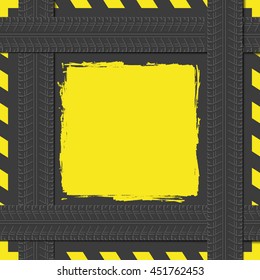Gray tire track background. Banner with automobile theme. 