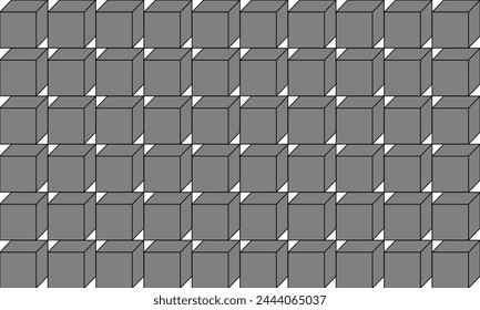 gray tone cube 3D seamless repeat pattern, replete image design for fabric printing or wallpaper, gray abstract wall