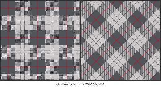 Gray tone plaid seamless pattern vector. Background graphic tartan fashion design use for print, texture, cloth, fabric, flannel.