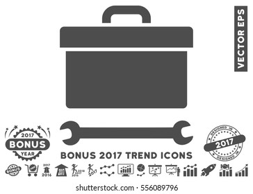 Gray Toolbox pictogram with bonus 2017 trend icon set. Vector illustration style is flat iconic symbols, white background.
