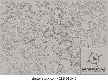 Fondo del mapa de contorno de línea topográfica gris, mapa de cuadrícula geográfica. Ilustración vectorial. EPS 10.