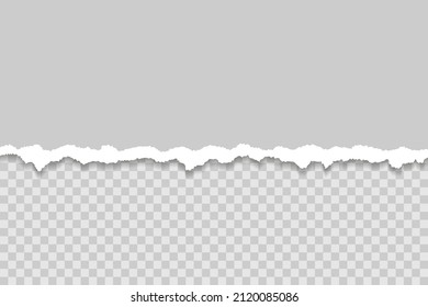 Gray torn paper edge template. Ripped horizontal strips with shadows. Border texture design. Vector illustration