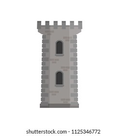 a gray tower of stone bricks. medieval European structure. the concept of protection from enemies. ancient castle. the fortress of the knights.
