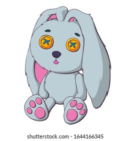 Gray toy rabbit. Easter bunny. Favorite children's toy. Gift for Valentine's Day.
