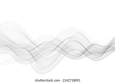Gray transparent wave flow on white background.Design element for poster, background, cover.