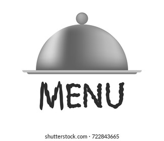 Gray tray, kitchen utensils, isolated, tray, closed tray on a white background, menu label