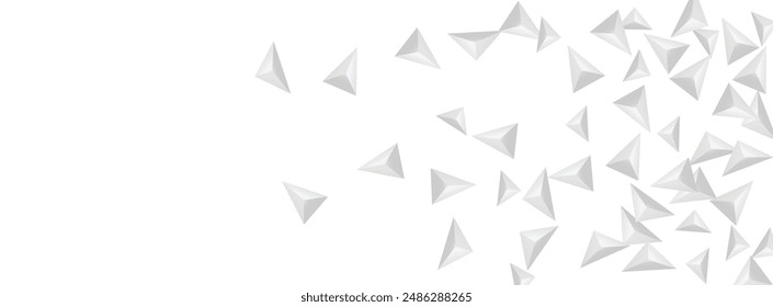 Gray Triangle Background White Vector. Element Space Card. Silver Gradient Texture. Polygon Beauty. Grizzly Triangular Template.