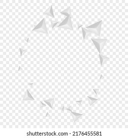 Gray Triangular Background Transparent Vector. Pyramid Cover Banner. Hoar Render Template. Element Abstract. Silver Polygon Texture.