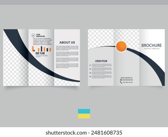 Gray trifold brochure with line. Professional Business Brochure design.