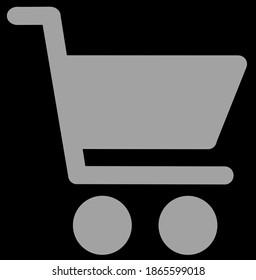 Gray Trolley icon vector. Shopping cart icon in black background.