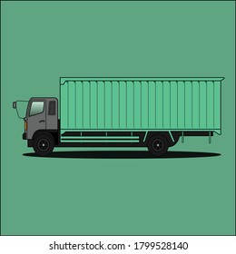 Gray truck flat vector illustration