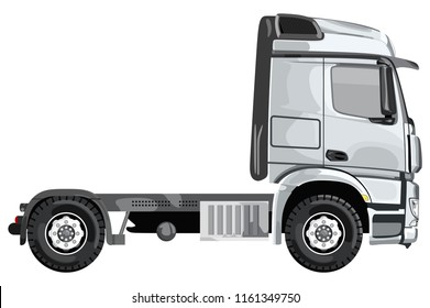 Gray truck without a trailer on a white background