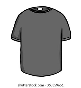 gray t-shirt / cartoon vector and illustration, grayscale, hand drawn style, isolated on white background.