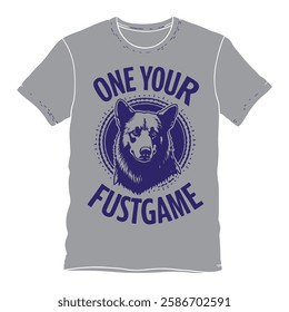 A gray t-shirt featuring a graphic design of a dog's head in a dark  