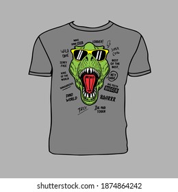 Gray t-shirt with simple Trex design