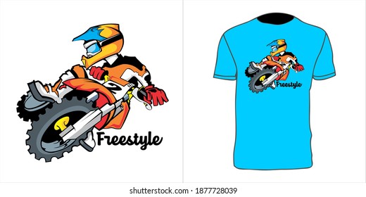 gray t-shirt vector combined with motor crossover vector which is in freestyle style