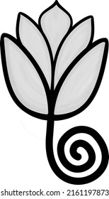 Gray tulip with curly stalks icon logo illustration and cartoon vector