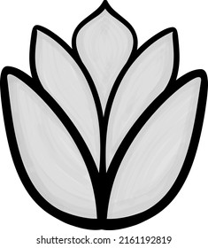 Gray tulip or tulipa flower icon logo illustration and cartoon vector