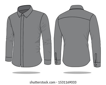 Gray Uniform Shirt Long Sleeve for Template
Perspective View