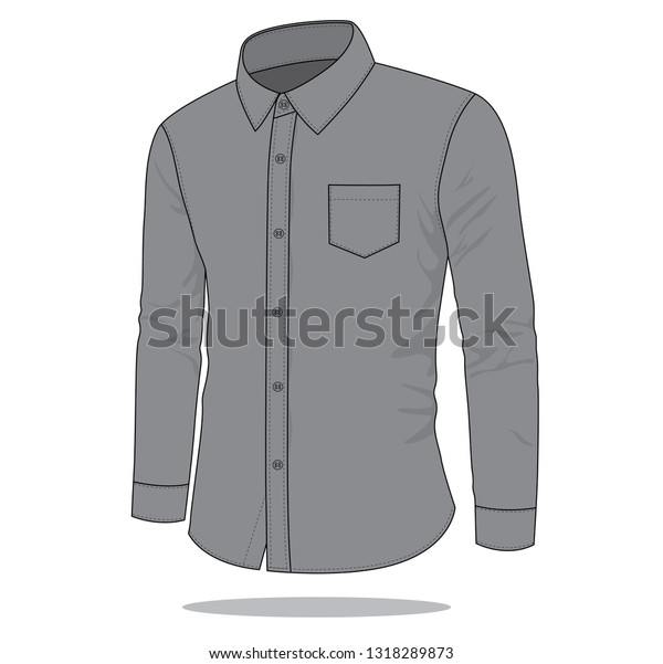 Gray Uniform Shirt Template Long Sleeve Stock Vector (Royalty Free ...