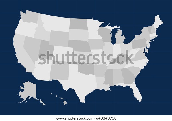 Gray Usa Map On Blue Background - Gray Usa Map On Blue 600w 640843750