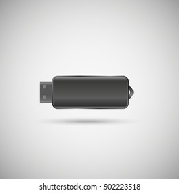 gray USB flash drive on a white background