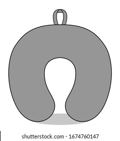 Gray U-Shape Pillow Vector For Template