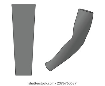 Gray UV Protection Arm Sleeve Template On White Background, Vector File