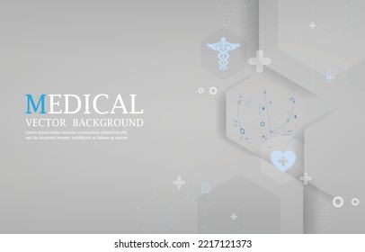 Vector de grises de fondo médico abstracto.hexágono geométrico.papel de pared futurista.