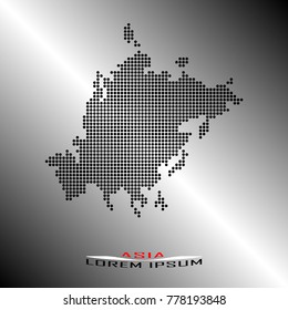 Gray vector Asia map, dotted world map, vector illustration.