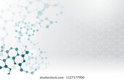 Gray vector background with honeycomb and hexagon cells and dots 