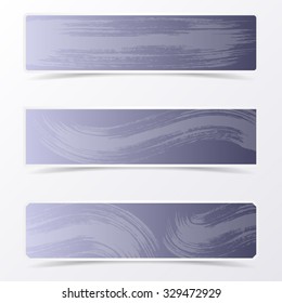 Gray vector banners with brush strokes and shadows