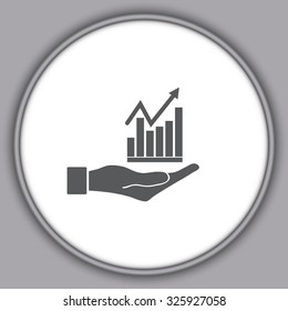 Gray Vector Business Growing Chart Presentation Icon in hand - vector icon