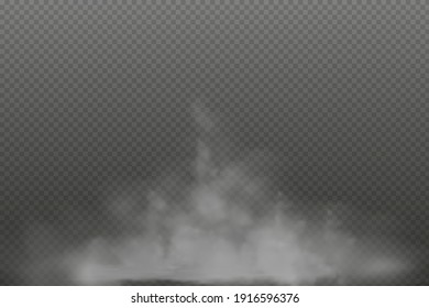 Gray vector cloudiness ,fog or smoke on dark checkered background.Set of Cloudy sky or smog over the city.Vector illustration.