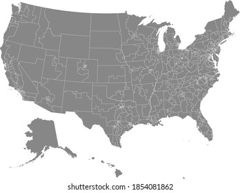Graue Vektorgrafikkarte der Bundesstaaten der Vereinigten Staaten von Amerika