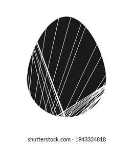 A Gray Vector Easter egg with abstract line pattern isolated on a white background